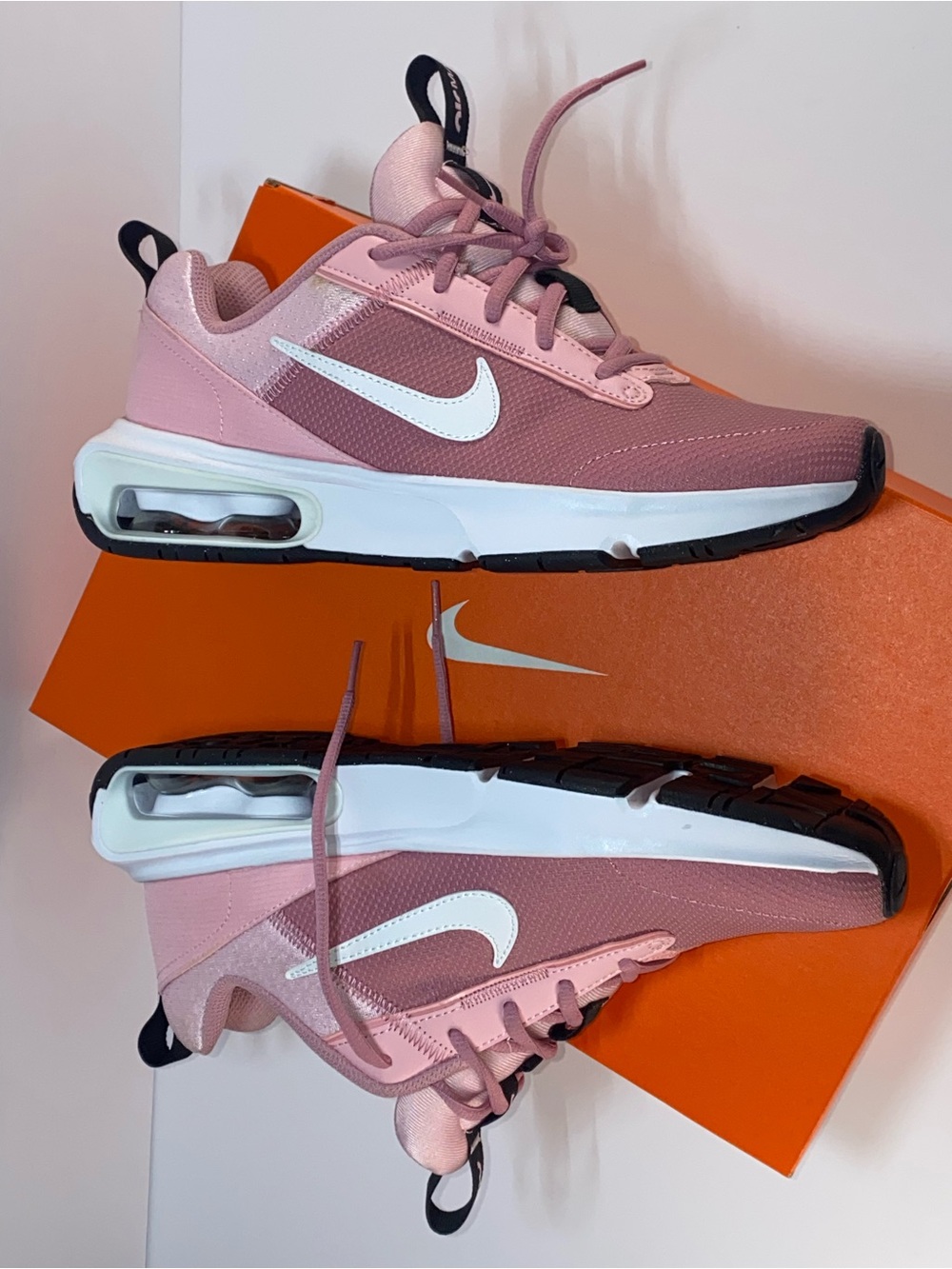 Nike Pink and White Kids Air Max-Style Sneakers
